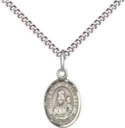 [9082SS/18S] Sterling Silver Our Lady of Loretto Pendant on a 18 inch Light Rhodium Light Curb chain