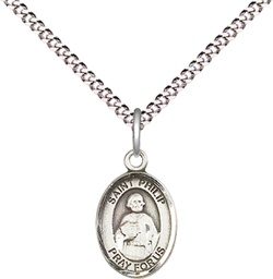[9083SS/18S] Sterling Silver Saint Philip the Apostle Pendant on a 18 inch Light Rhodium Light Curb chain