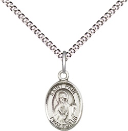 [9086SS/18S] Sterling Silver Saint Paul the Apostle Pendant on a 18 inch Light Rhodium Light Curb chain