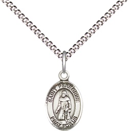 [9088SS/18S] Sterling Silver Saint Peregrine Laziosi Pendant on a 18 inch Light Rhodium Light Curb chain