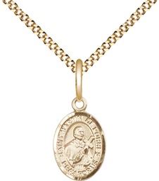 [9089GF/18G] 14kt Gold Filled Saint Martin de Porres Pendant on a 18 inch Gold Plate Light Curb chain