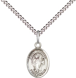 [9093SS/18S] Sterling Silver Saint Richard Pendant on a 18 inch Light Rhodium Light Curb chain