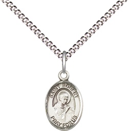 [9096SS/18S] Sterling Silver Saint Robert Bellarmine Pendant on a 18 inch Light Rhodium Light Curb chain