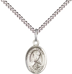[9097SS/18S] Sterling Silver Saint Sarah Pendant on a 18 inch Light Rhodium Light Curb chain