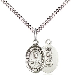 [9098SS/18S] Sterling Silver Scapular Pendant on a 18 inch Light Rhodium Light Curb chain