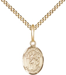 [9100GF/18G] 14kt Gold Filled Saint Sebastian Pendant on a 18 inch Gold Plate Light Curb chain