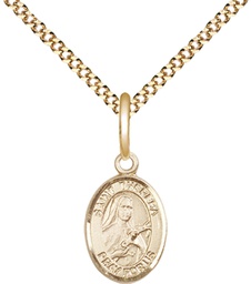 [9106GF/18G] 14kt Gold Filled Saint Theresa Pendant on a 18 inch Gold Plate Light Curb chain