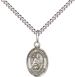[9114SS/18S] Sterling Silver Saint William of Rochester Pendant on a 18 inch Light Rhodium Light Curb chain