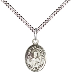 [9120SS/18S] Sterling Silver Saint Leo the Great Pendant on a 18 inch Light Rhodium Light Curb chain