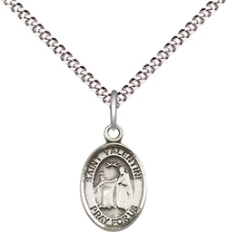 [9121SS/18S] Sterling Silver Saint Valentine of Rome Pendant on a 18 inch Light Rhodium Light Curb chain