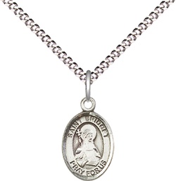[9122SS/18S] Sterling Silver Saint Bridget of Sweden Pendant on a 18 inch Light Rhodium Light Curb chain