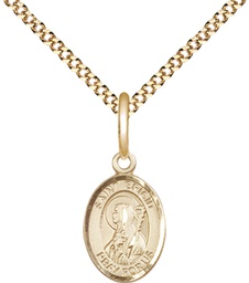 [9123GF/18G] 14kt Gold Filled Saint Brigid of Ireland Pendant on a 18 inch Gold Plate Light Curb chain