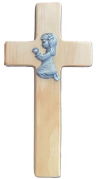 [MX36512] Light Stain Pine Wood Girl Cross 7.9 x 3.9