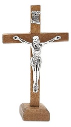 [MX36314] 4.1in. Light Stain Pine Wood Crucifix 