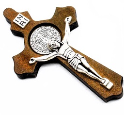 [MX36521] 2.4in. Light Stain Pine Wood Crucifix 