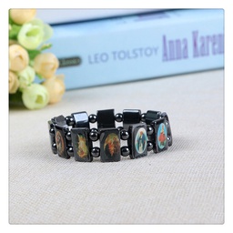 [YZ-BHB] Black Hematite Jesus/Mary Bracelet