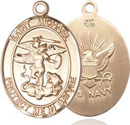 [1173KT6] 14kt Gold Saint Michael Navy Medal