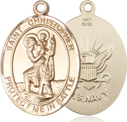 [1177KT6] 14kt Gold Saint Christopher Navy Medal