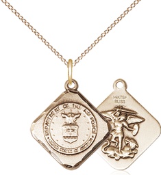 [1180GF1/18GF] 14kt Gold Filled Air Force Diamond Pendant on a 18 inch Gold Filled Light Curb chain