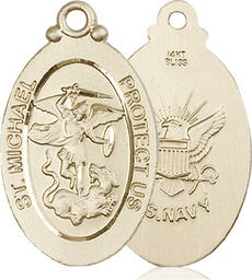 [4145RKT6] 14kt Gold Saint Michael Navy Medal