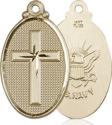 [4145YKT6] 14kt Gold Cross Navy Medal