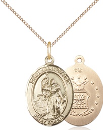 [8053GF1/18GF] 14kt Gold Filled Saint Joan of Arc Air Force Pendant on a 18 inch Gold Filled Light Curb chain
