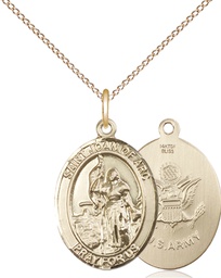 [8053GF2/18GF] 14kt Gold Filled Saint Joan of Arc Army Pendant on a 18 inch Gold Filled Light Curb chain