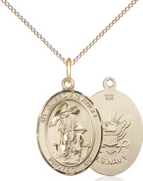 [8118GF6/18GF] 14kt Gold Filled Guardian Angel Navy Pendant on a 18 inch Gold Filled Light Curb chain