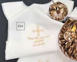 [E34-Bapt-LG] Baptismal Garment with LARGE Head Hole-Cross w/Words