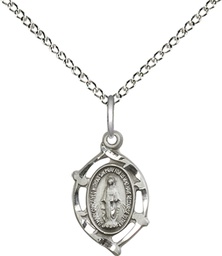[4152MSS/18SS] Sterling Silver Miraculous Pendant on a 18 inch Sterling Silver Light Curb chain