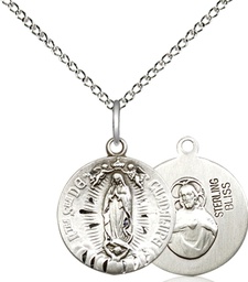 [4228SS/18SS] Sterling Silver Our Lady of Guadalupe Pendant on a 18 inch Sterling Silver Light Curb chain