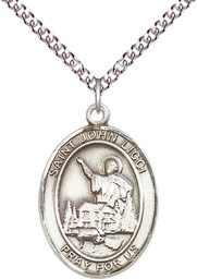 [7358SS/24SS] Sterling Silver Saint John Licci Pendant on a 24 inch Sterling Silver Heavy Curb chain