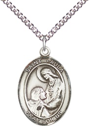[7359SS/24SS] Sterling Silver Saint Paula Pendant on a 24 inch Sterling Silver Heavy Curb chain