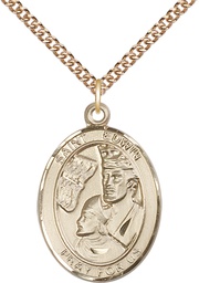 [7361GF/24GF] 14kt Gold Filled Saint Edwin Pendant on a 24 inch Gold Filled Heavy Curb chain