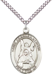 [7365SS/24SS] Sterling Silver Saint Frances of Rome Pendant on a 24 inch Sterling Silver Heavy Curb chain