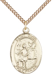 [7368GF/24GF] 14kt Gold Filled Saint Vitus Pendant on a 24 inch Gold Filled Heavy Curb chain