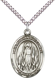 [7372SS/24SS] Sterling Silver Saint Juliana Pendant on a 24 inch Sterling Silver Heavy Curb chain