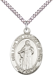 [7383SS/24SS] Sterling Silver Our Lady of Knots Pendant on a 24 inch Sterling Silver Heavy Curb chain