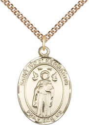 [7384GF/24GF] 14kt Gold Filled Saint Ivo Pendant on a 24 inch Gold Filled Heavy Curb chain