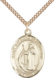 [7385GF/24GF] 14kt Gold Filled Saint Raymond of Penafort Pendant on a 24 inch Gold Filled Heavy Curb chain