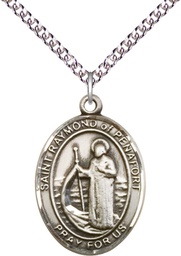 [7385SS/24SS] Sterling Silver Saint Raymond of Penafort Pendant on a 24 inch Sterling Silver Heavy Curb chain