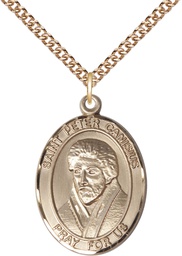 [7393GF/24GF] 14kt Gold Filled Saint Peter Canisius Pendant on a 24 inch Gold Filled Heavy Curb chain