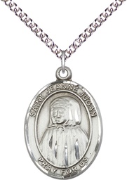 [7409SS/24SS] Sterling Silver Saint Jeanne Jugan Pendant on a 24 inch Sterling Silver Heavy Curb chain