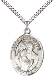 [7410SS/24SS] Sterling Silver Saint Peter St Paul Pendant on a 24 inch Sterling Silver Heavy Curb chain