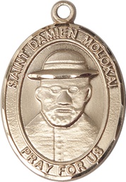 [7412GF] 14kt Gold Filled Saint Damien of Molokai Medal