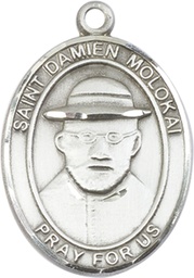 [7412SS] Sterling Silver Saint Damien of Molokai Medal