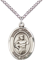 [7418SS/24SS] Sterling Silver Saint Dismas Pendant on a 24 inch Sterling Silver Heavy Curb chain
