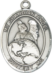 [7440SS] Sterling Silver Guardian Angel Protector Medal