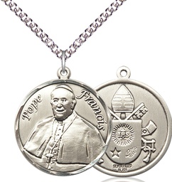 [7451RDSS/24SS] Sterling Silver Pope Francis Pendant on a 24 inch Sterling Silver Heavy Curb chain