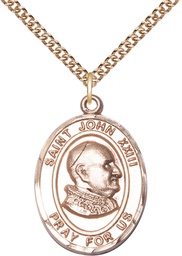 [7455GF/24GF] 14kt Gold Filled Saint John XXIII Pendant on a 24 inch Gold Filled Heavy Curb chain